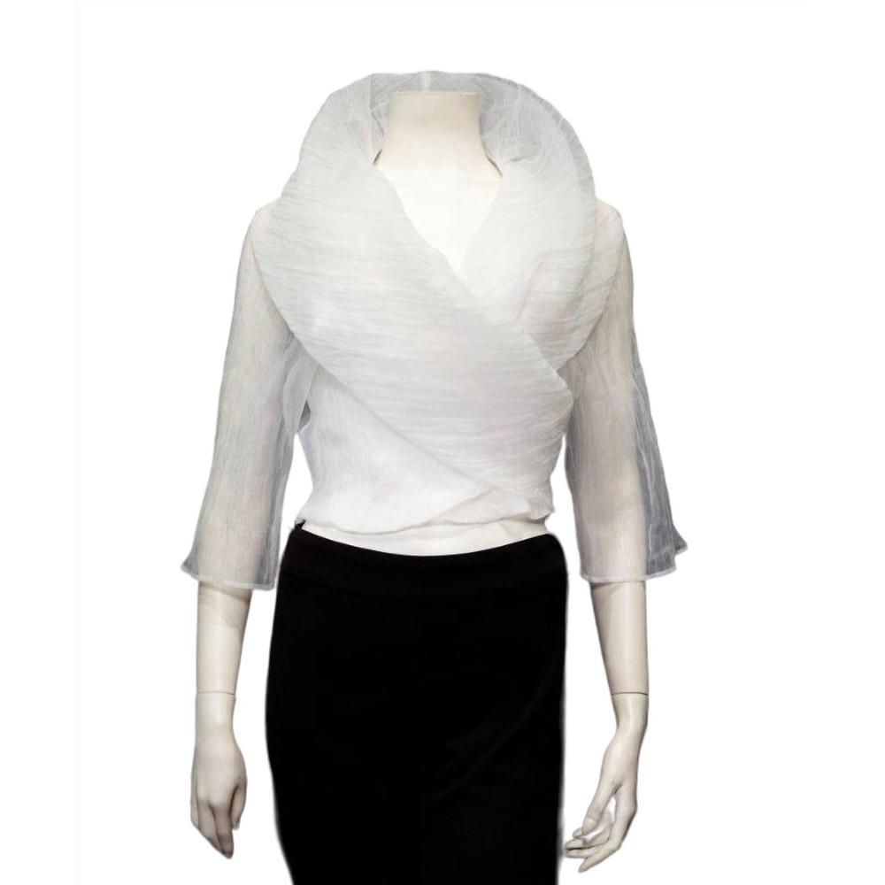 NEW SAMUEL DONG chic organza bolero top in white